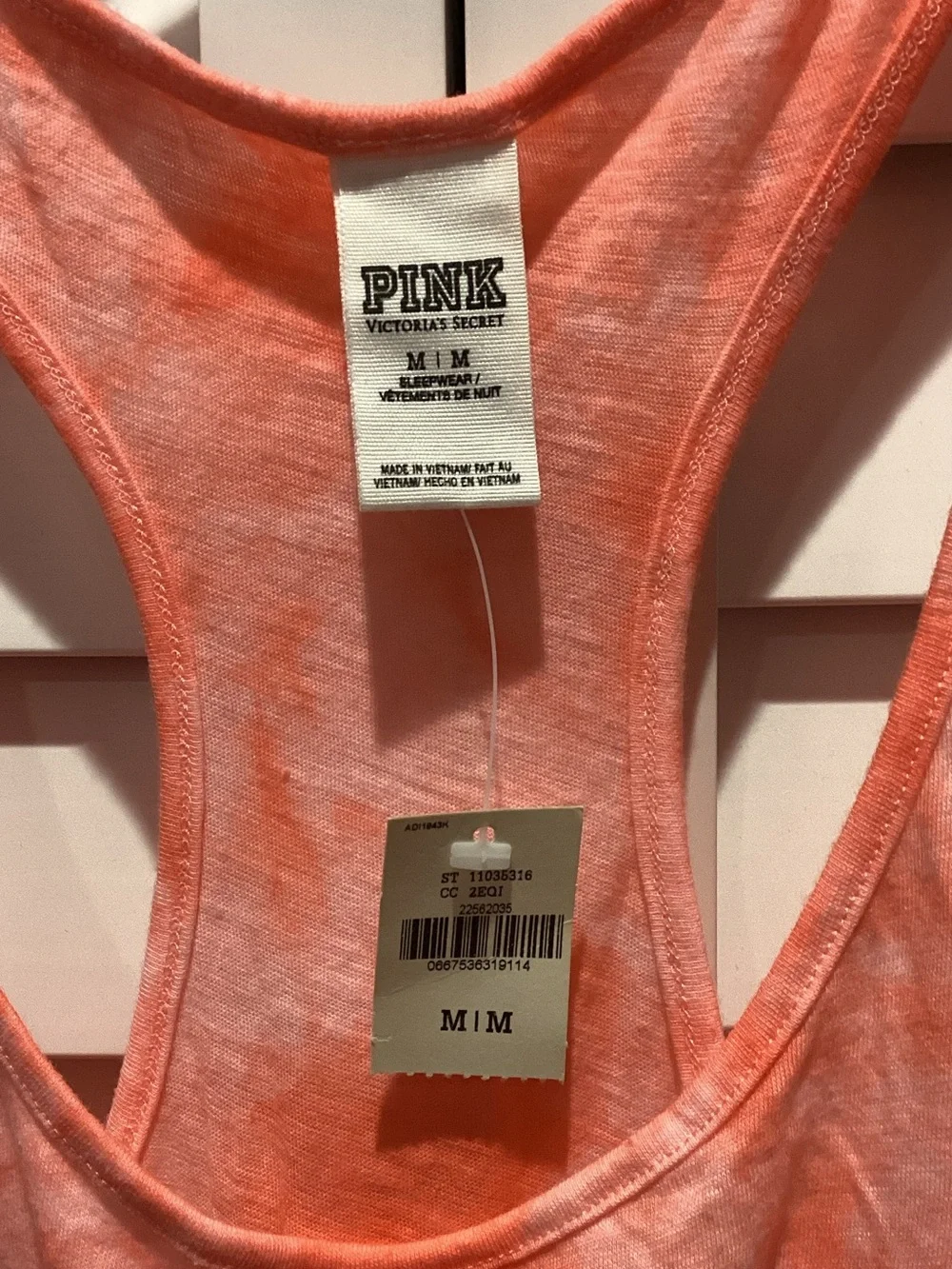 PINK Victoria's Secret Coral Tie-Dye 'I HATE MONDAYS' Racerback Tank slip PJs
